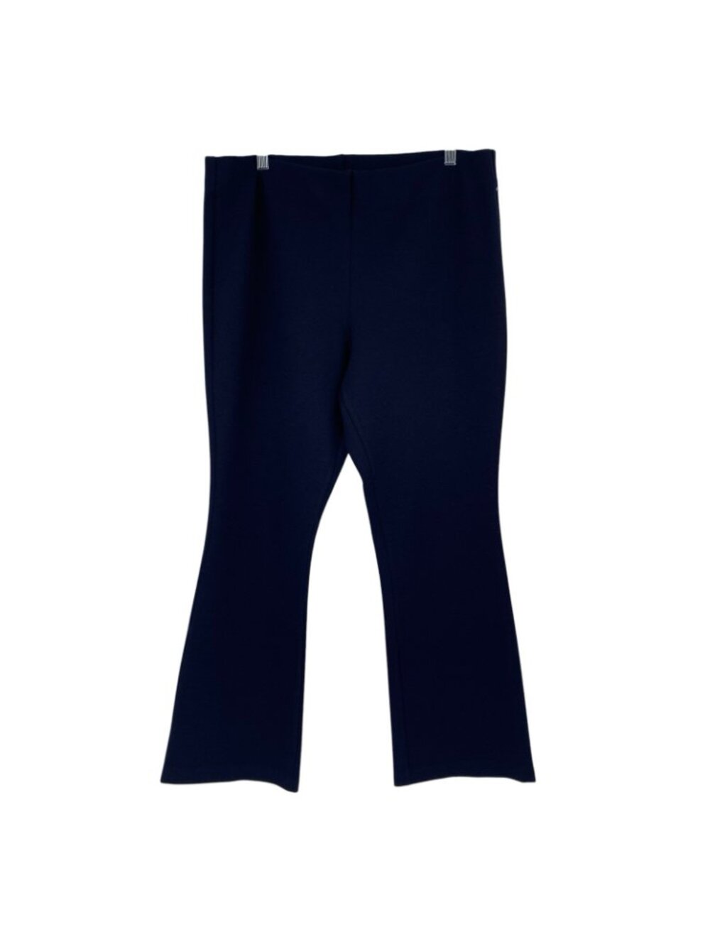 Ann Mashburn Pants Womens Large Navy Stretch Pull On Slim Ponte Mini Flare Hem - Picture 2 of 15
